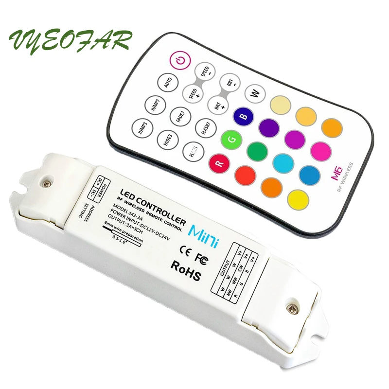 

New M6+M3-3A Led RGB strip Controller 12V 24V 3Ax3CH 9A Output RF remote Wireless Touch Panel RGB Led Strip Controller