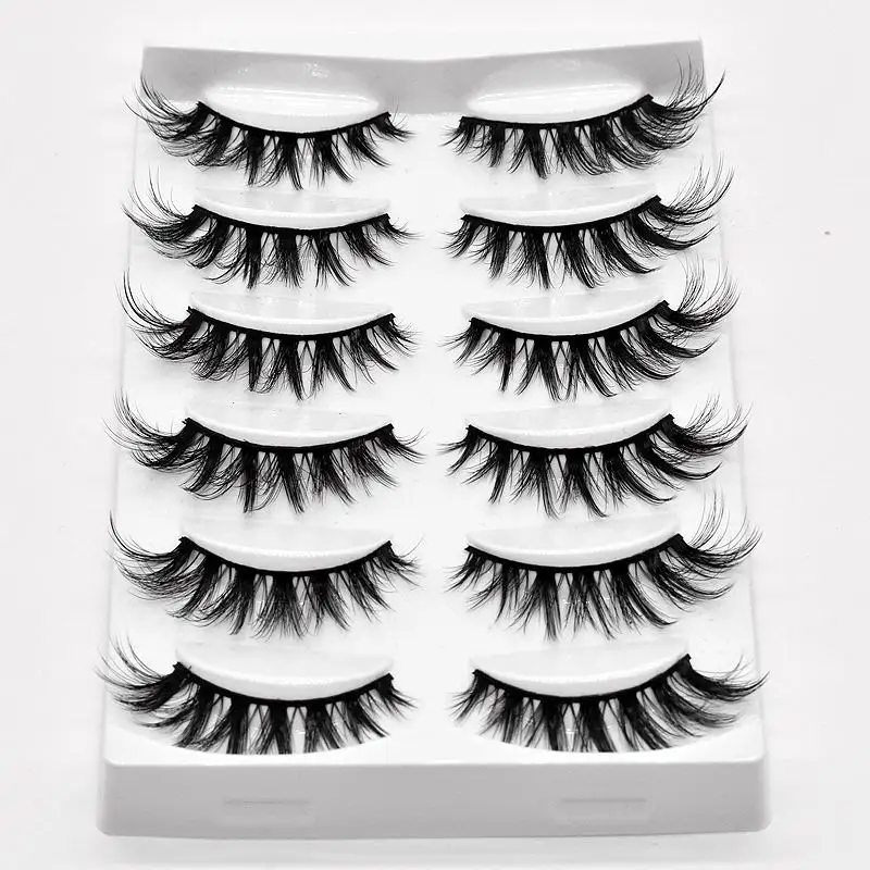 

NEW 6 Pairs Mink Hair False Eyelashes Thick Curled Full Strip Lashes Eyelash Extension Fashion Women Eyes Natural Makeup