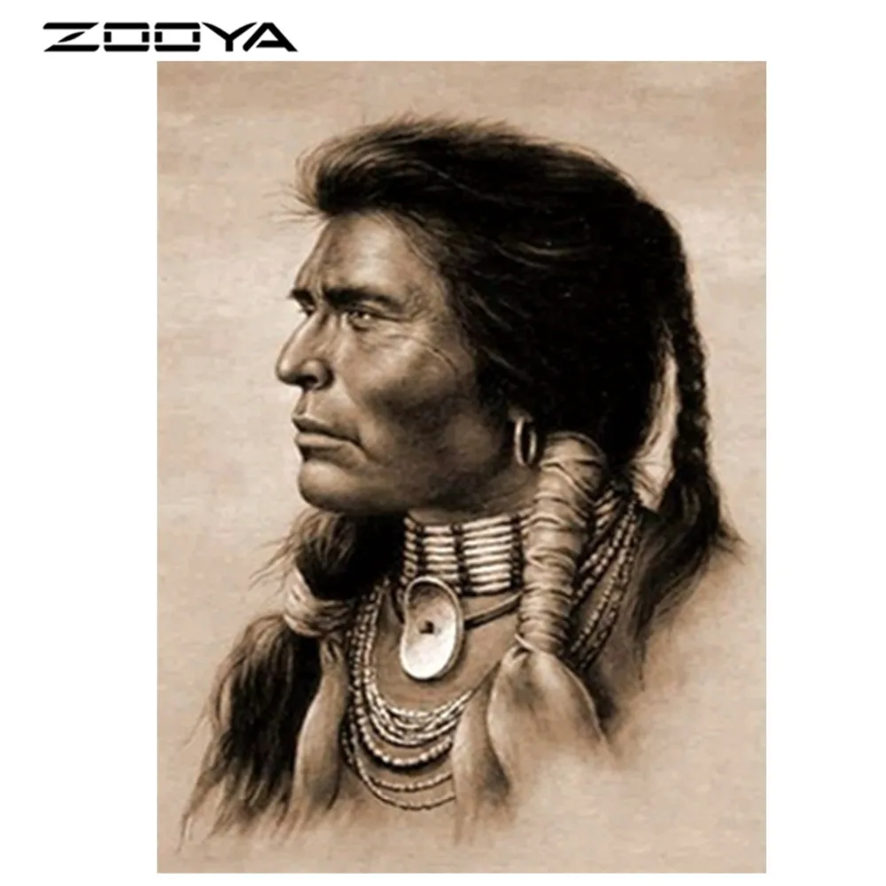 

ZOOYA New 5D DIY Diamond Drawing Character Cross Stitch Diamond Embroidery Round Diamond Mosaic Man Indian Handicrafts R20479