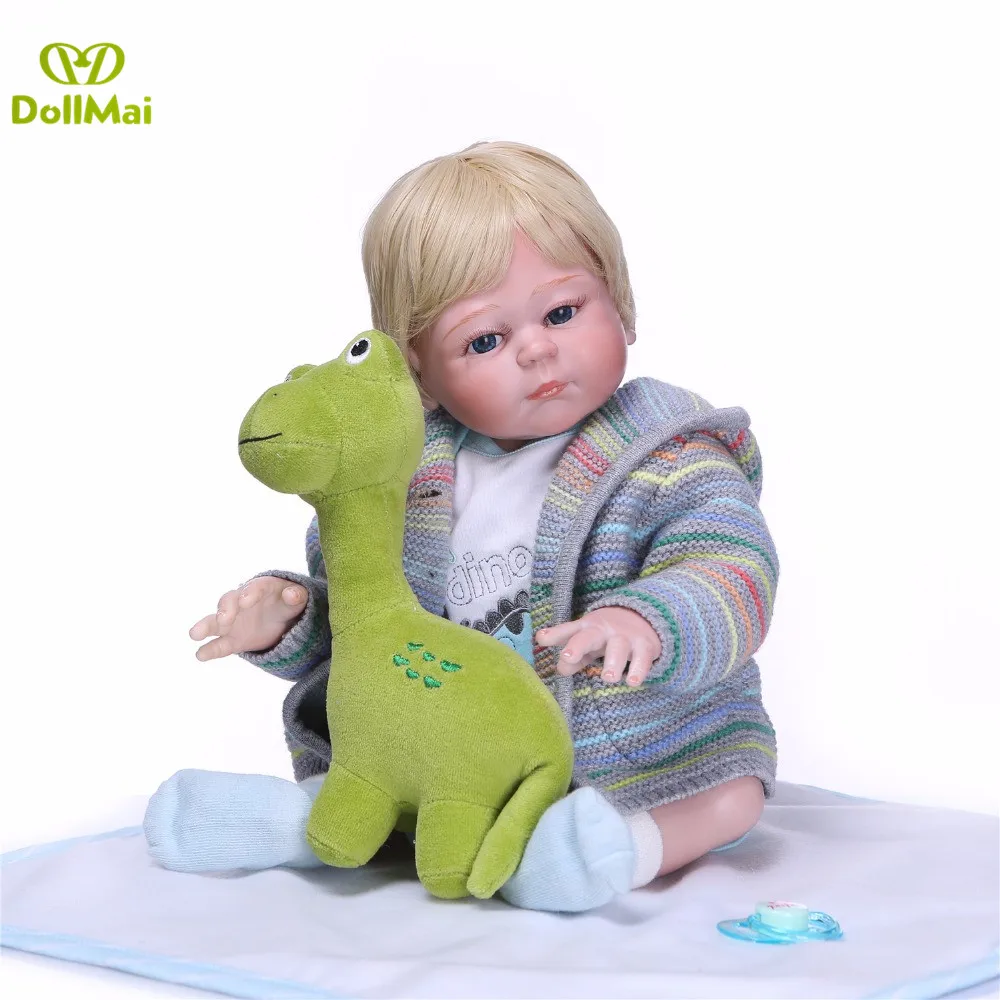 NPK кукла bebes reborn 20 "50 см блонд мальчик полный Силиконовый reborn baby doll игрушки для ребенка подарок может купать boneca menino