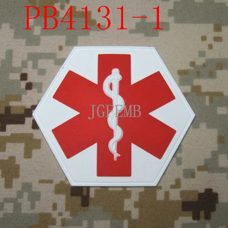 Аварийный медицинский техник фельдшер шестиугольник военный Красный Крест 3D ПВХ - Цвет: pb4131 RED