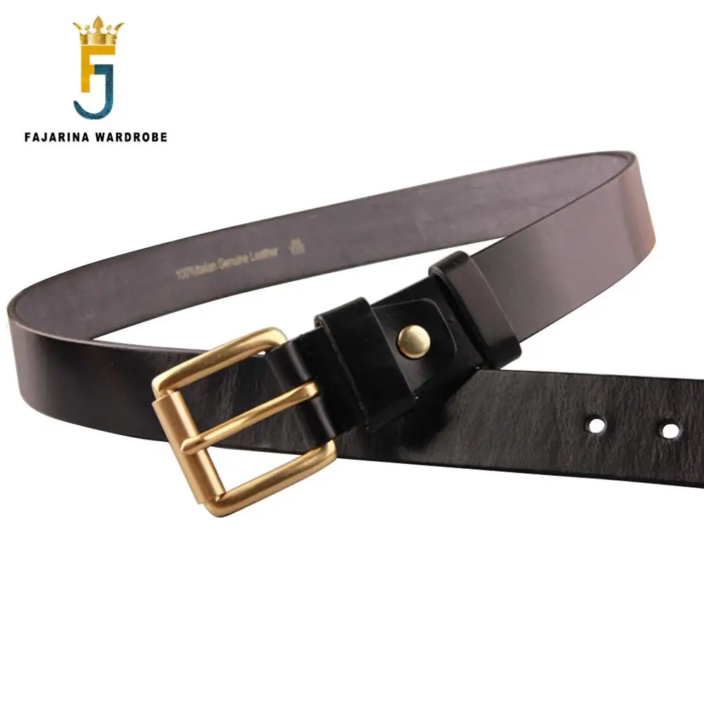 FAJARINA 2018 Men's Brass Pin Buckle Men's Retro Belt Top Quality 100% Pure Cowhide Leather Belts for Men 10 Years Used FJ18010