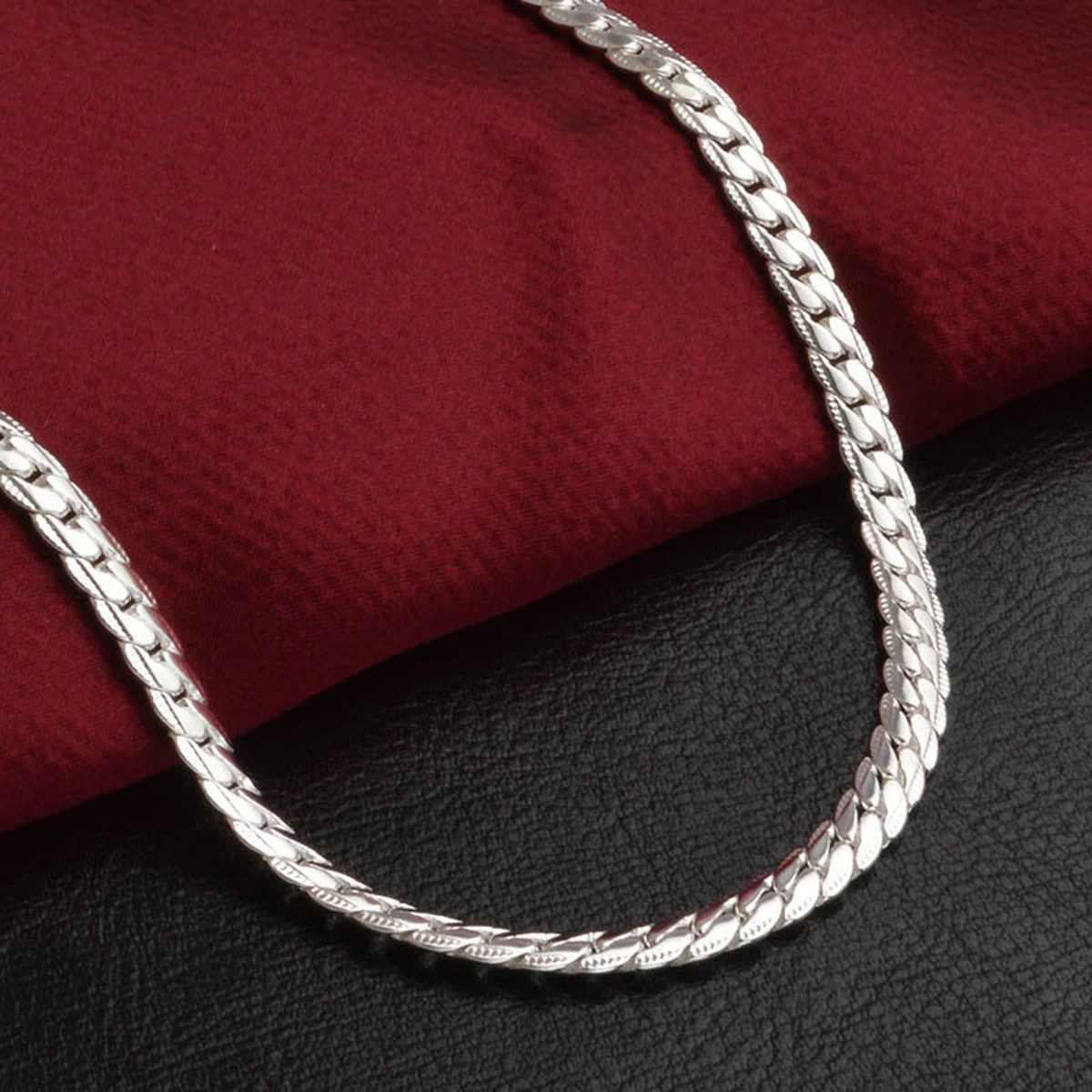 20inch Stainless Steel Flat Necklace Chain Men Silver Plated Choker Necklaces Men DIY Jewelry Accessories Shellhard
