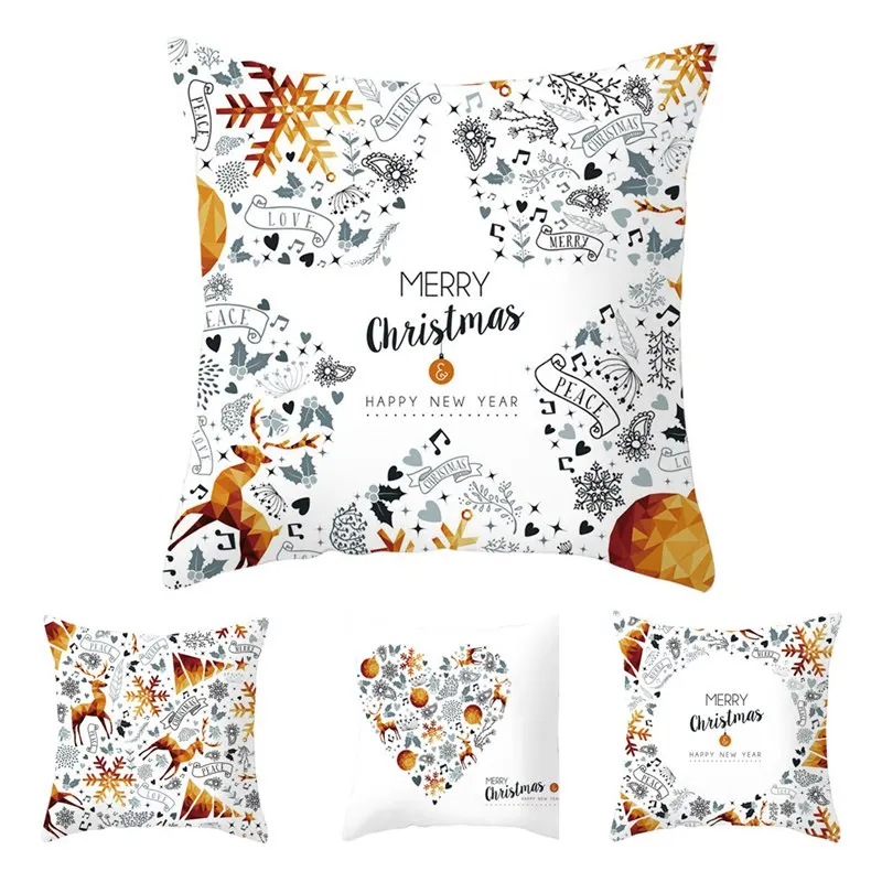 

4Pcs 45x45cm Merry Christmas Super Soft Square Pillow Cover Printing Pillow Case Home Pillowcase