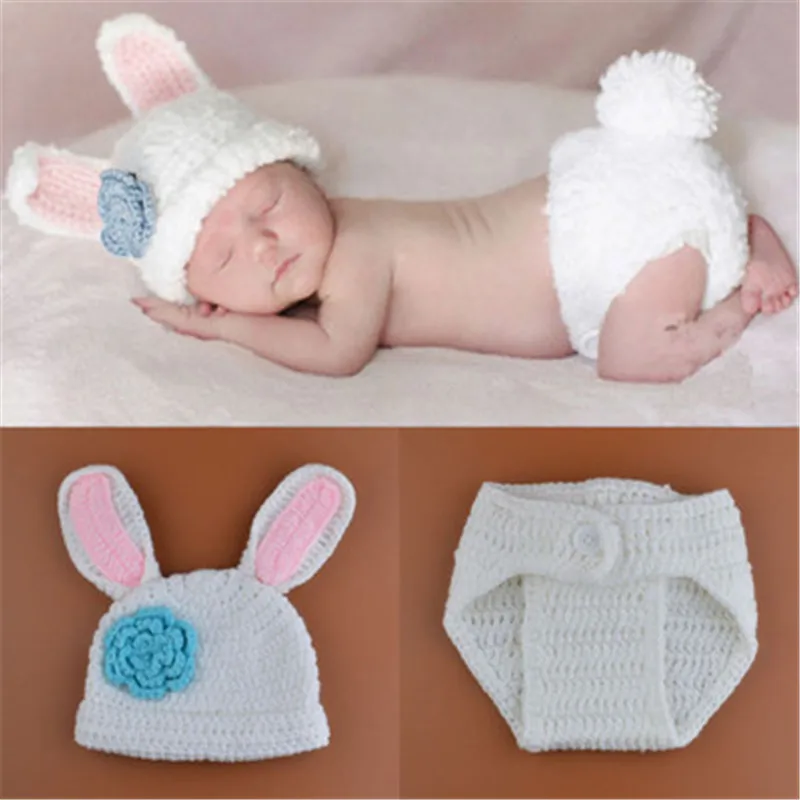 Милые костюмы с кроликом, одежда для детей, поддержка для маленьких девочек и мальчиков, вязаная шапка с кроликом, поддерживающая рамку для детей от 0 до 3 месяцев