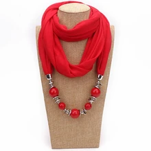 LARRIVED New Pendant Scarf Necklace for women Long Tassel Peacock Scarf Circular Pendant Scarf Women Decorative Neckerchief stylish handpainted flower and leaf pattern tassel pendant purplish blue scarf for women