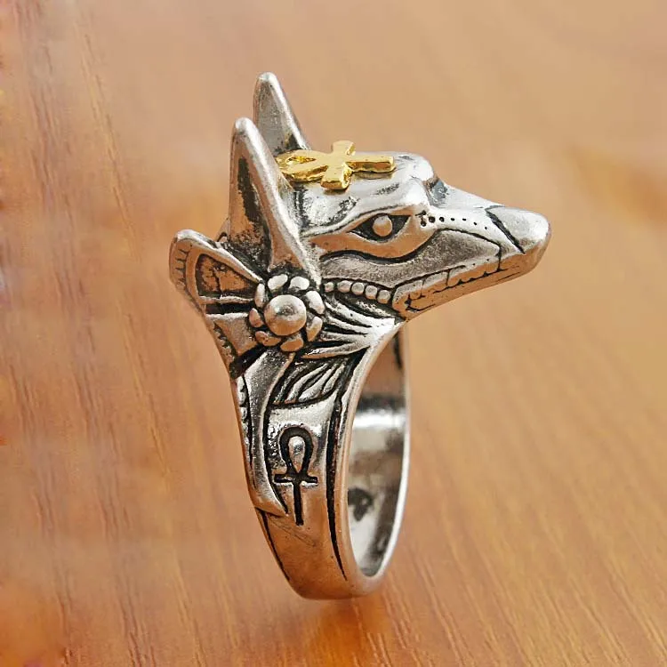 

Male Ring Stainless Steel Egypt Cross God Finger Rings For Men Women Punk Wolf Head Knuckle Ring Statement Retro Jewelry boy
