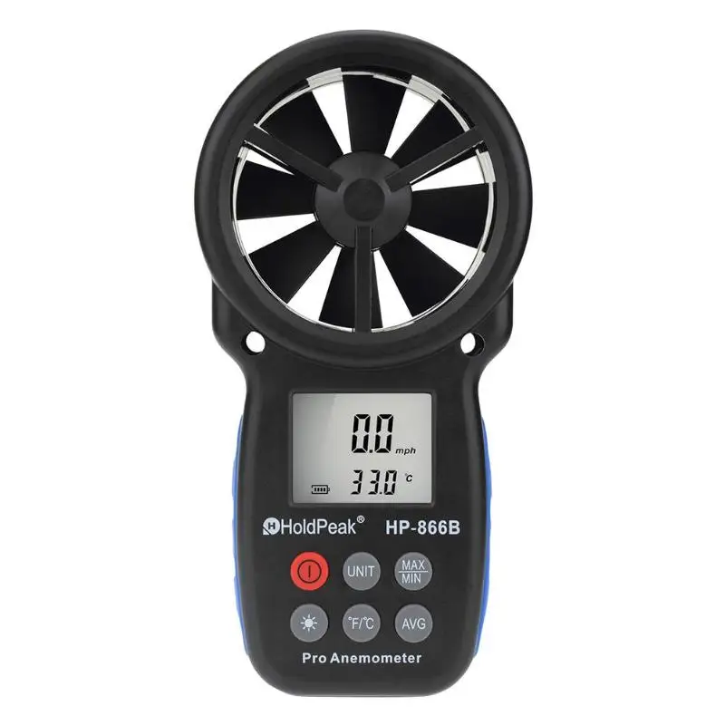

HP-866B Anemometer Anemometro Thermometer Wind Speed Air Velocity Meter Windmeter 30m/s LCD Digital Measuring Instruments