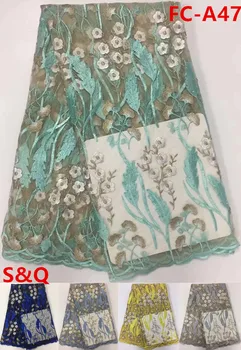 

5yards african french lace fabric high quality 2018 african lace fabric tulle fabric nigerian lace fabrics for dress FC-A47