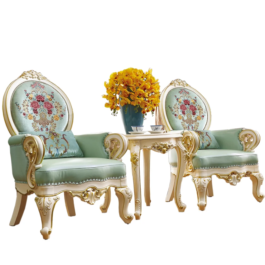 European Style Chat Chair, Sofa Chair, Solid Wood Furniture, Single Seat Chair With Round Table European Style Chat Chair, Sofa Chair, Solid Wood Furniture, Single Seat Chair With Round Table