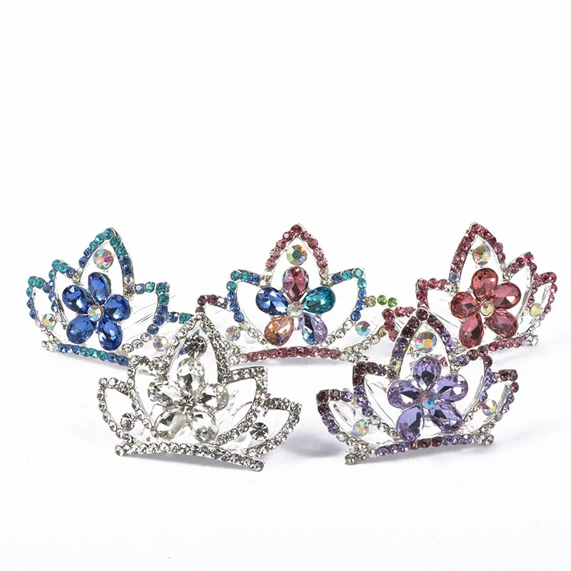 

1pcs Mini Crystal Rhinestone Flower Crown Hair Comb Hair Jewelry for Girls Kids Gift Princess Hairclip Cute Tiara Hairpin