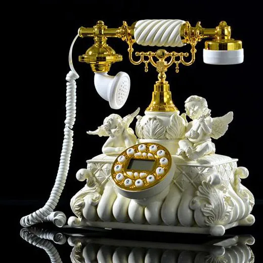 

Europe Vintage white Cupid sculpture fixed Antique Telephones Continental landline Phone made of resin telefonos fijos de casa