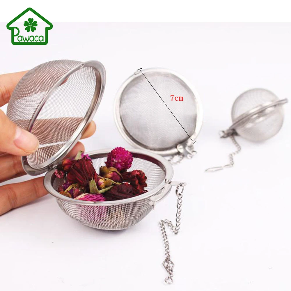 

Durable Stainless Steel Tea Balls Tea Infuser Mesh Filter Strainer Loose Tea Leaf Spice Herbal Filter Hooking Chain Kitchen Tool