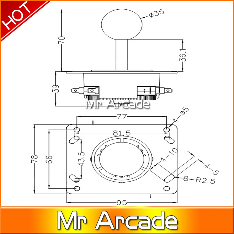 Sanwa JJLW TM 8 stype OEM джойстик доска Тип 32 мм рычаг плоская железная пластина вал с