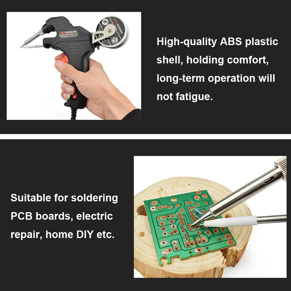 NEWACALOX 50W EU/US Electric Soldering Iron Kit Internal Heating Gun Handheld Automatically Send Tin Welding Station Repair Tool