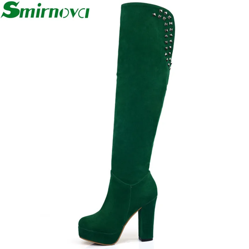 

2016 new sexy over the knee boots round toe platform nubuck leather thick high heels women's winter boots
