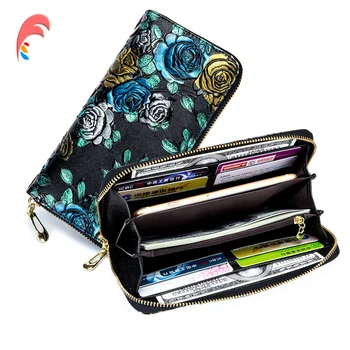 

Wallet Women Genuine Leather Wallet Ladies Zipper Card Holder Wristlet for iphone Women Wallet Female Purses Big Capacity Clutch