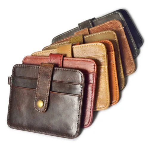 

Genuine Cowhide Leather ID Card Case Holder Pouch Thin Money Bag Wallet Purse