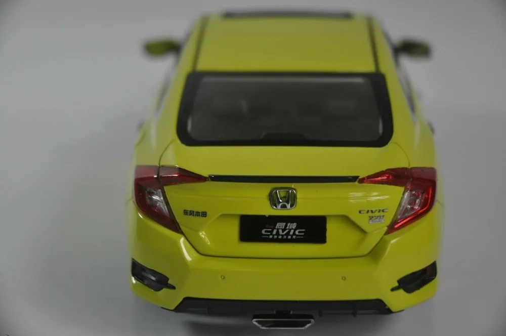 1:18 литье под давлением модель для Honda Civic MK10 желтый седан Игрушечная машина из сплава миниатюрная коллекция подарки