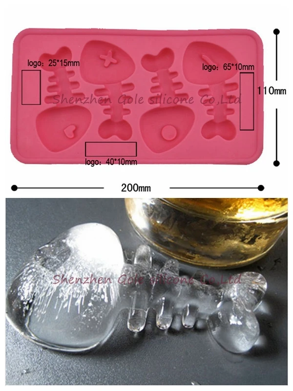 10 шт./лот Силиконовые рыбы костной формы льда поднос для льда формочка