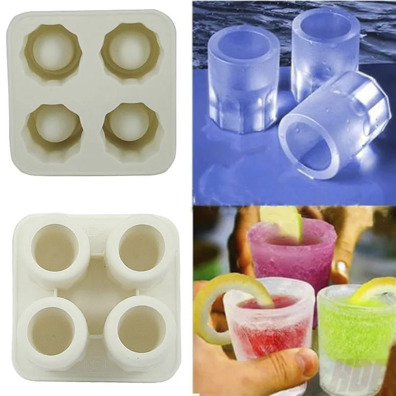 4-Cup Ice Cube Shot shape силиконовые шутеры стеклянные формы для замораживания лоток для приготовления Вечерние