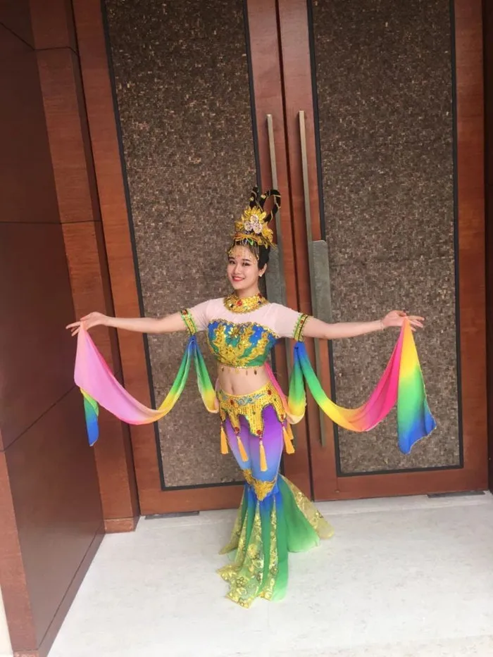 Дуньхуан Летающий Танцы одежда рукава платье чанъэ Moon Танцы костюм народный Танцы песни для вечеринки с танцами
