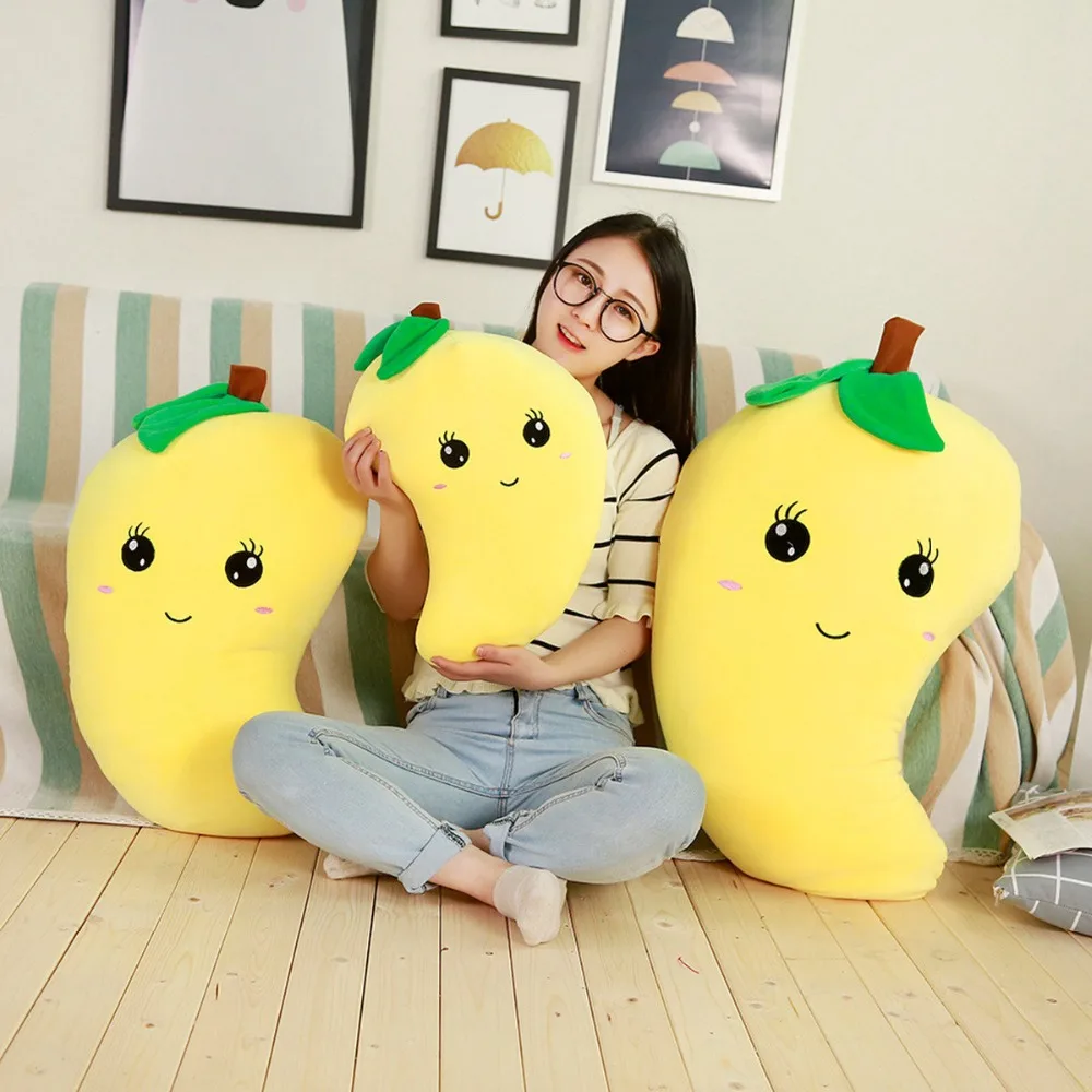 45/55/80 cm Cartoon Soft Fruit Shape Plush Toy Stuffed Fruit Mango
