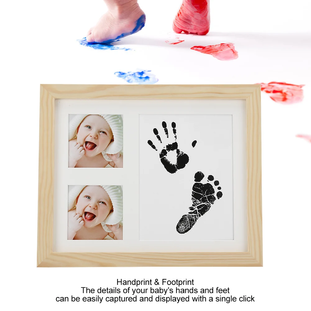 4 цвета милая детская фоторамка 3D сделай сам отпечаток руки чернильный коврик деревянные фото украшения для дома ребенок рост