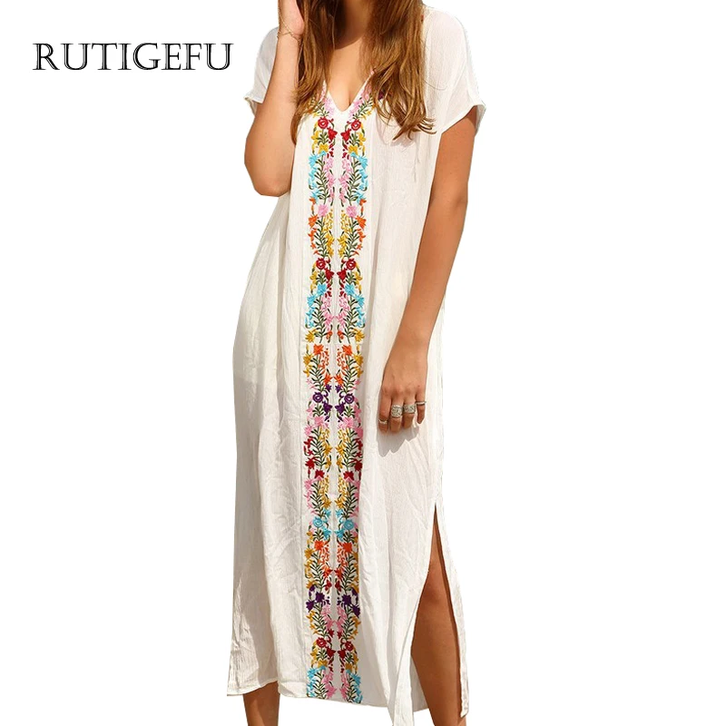 Embroidered beach dress, vacation blouse, Turkish robe 2017 Summer vestidos vacation beach