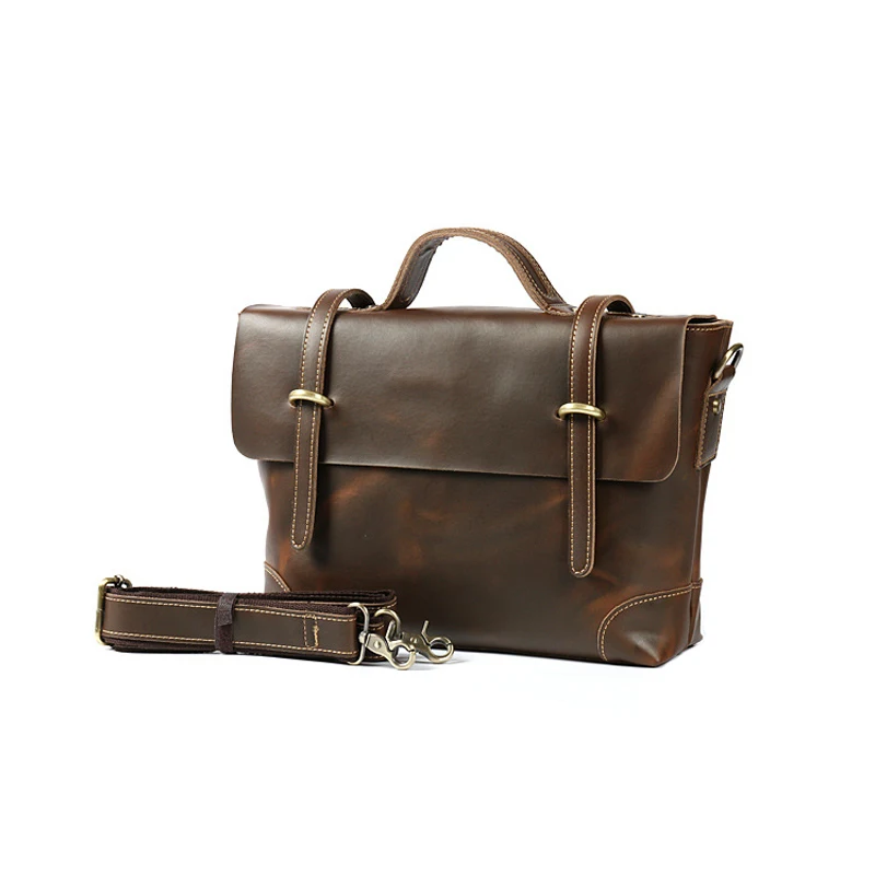 

Portable Document Bag Genuine leather Cowhide File Folder with Zipper Inner Bag High-capacity Office School Storage Supplies
