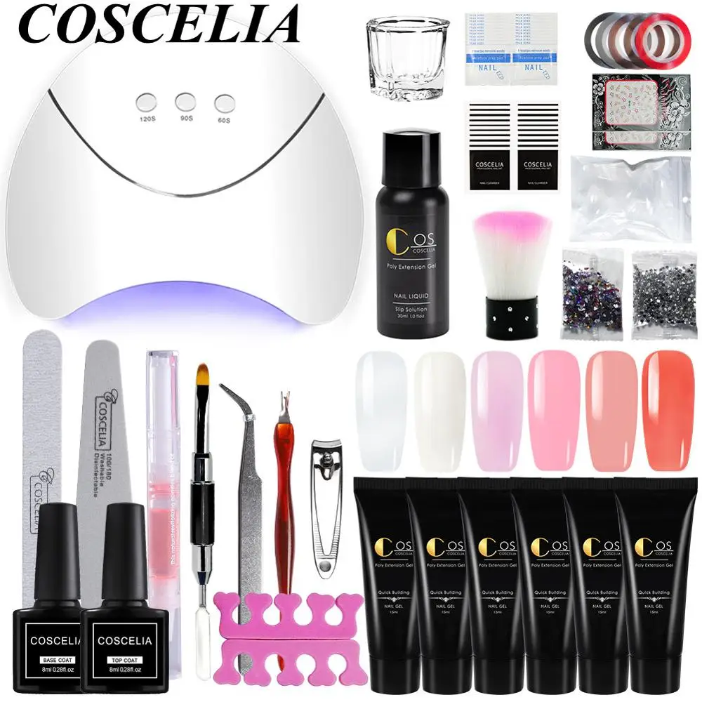 

White/Pink/Clear UV Gel Cleanser Plus Topcoat False Tips Rhinestone Ball Cuticle Oil Buffer Cream Cutter Fork Nail File Brush