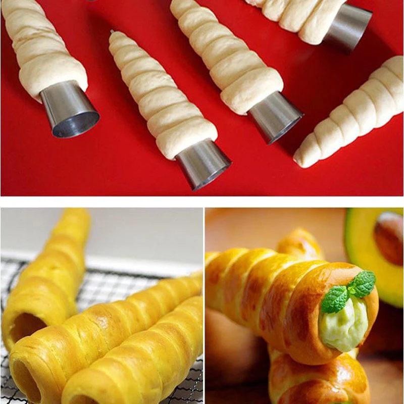 

Hot!5 Pcs/lot Baking Cones Stainless Steel Spiral Croissant Tubes Horn Bread Pastry Making Cake Mold Baking Supplies Kitchen