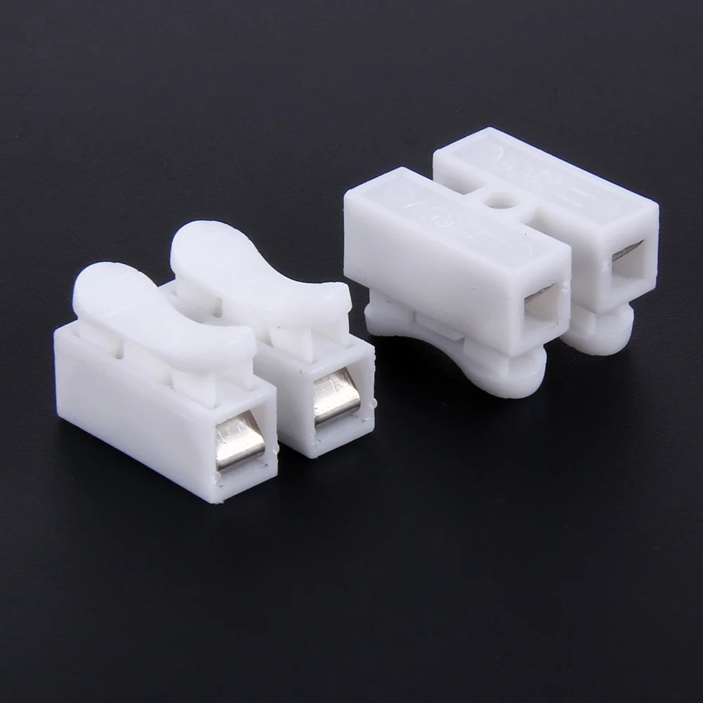 

50pcs/lot 2p Spring Connector Wire With No Welding Screws Quick Connector Cable Clamp Terminal Block 2 Way Easy Fit LED Strip