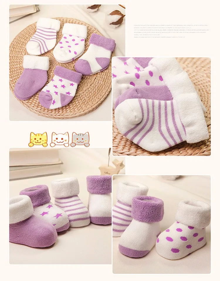 Meias de Bebê Menina e Menino Vivamom Pares Recém-nascidos Inverno Algodão Espessamento Unisex Meias Curtas 0-6 Meses Infantil 5 10 High Quality Mamãe e Bebê