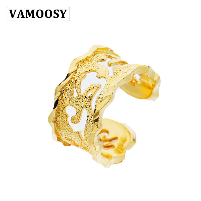 

2018 New arrival Female Jewelry Women Round hollow Mantras 24k gold Rings Women Wedding open rings for women male jewelry