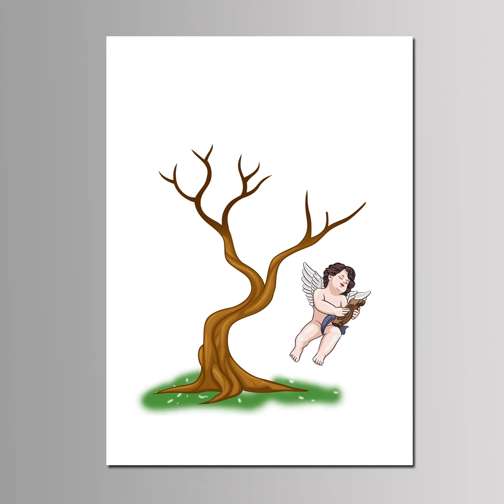 1PC 50*70cm Multi Size Canvas Painting Kids First Communion Souvenir Party Decoration DIY Fingerprint Tree Guest Book With Ink - Цвет: SC-25