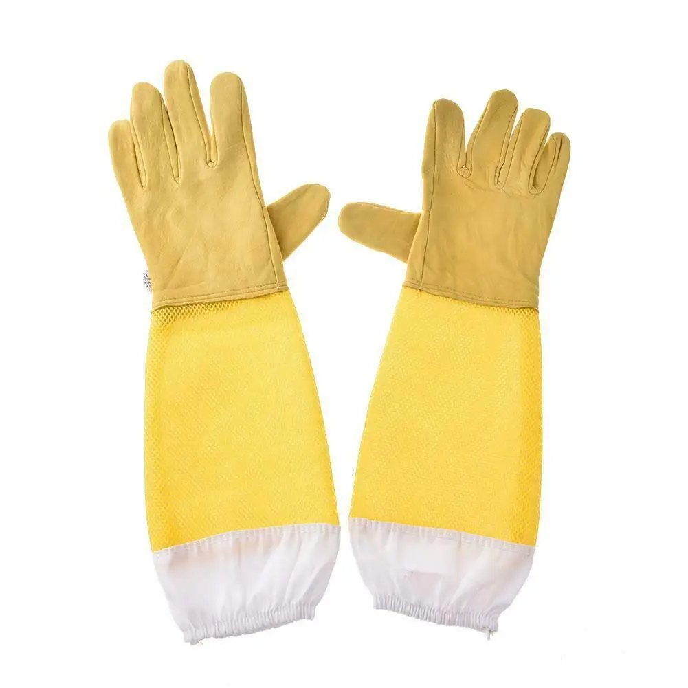 Желтый пчеловод защитные рукава предотвращают перчатки вентилируемые профессиональные анти Пчеловодство для пчеловода пчеловод 1 пара - Цвет: Цвет: желтый