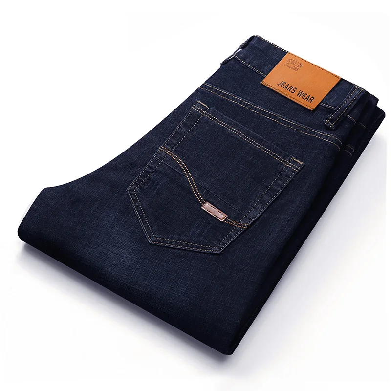 Новинка, мужские брендовые джинсы, модные мужские повседневные узкие прямые джинсы с высокой талией, обтягивающие джинсы для мужчин, синие,, мужские брюки - Цвет: black