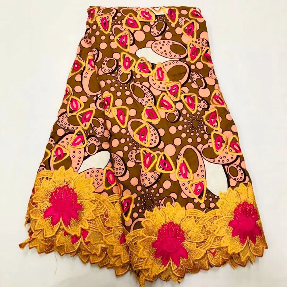 

100%Cotton African Wax Lace Fabric Nigerian Lace Fabric High Quality African Guipure Cord Lace Wax Fabric For Party