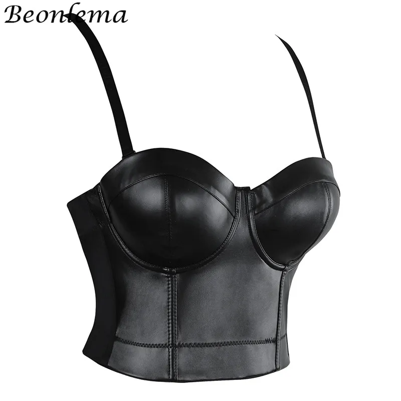 Черный корсет BEONLEMA из искусственной кожи топы бюстгальтеры одежда в готическом