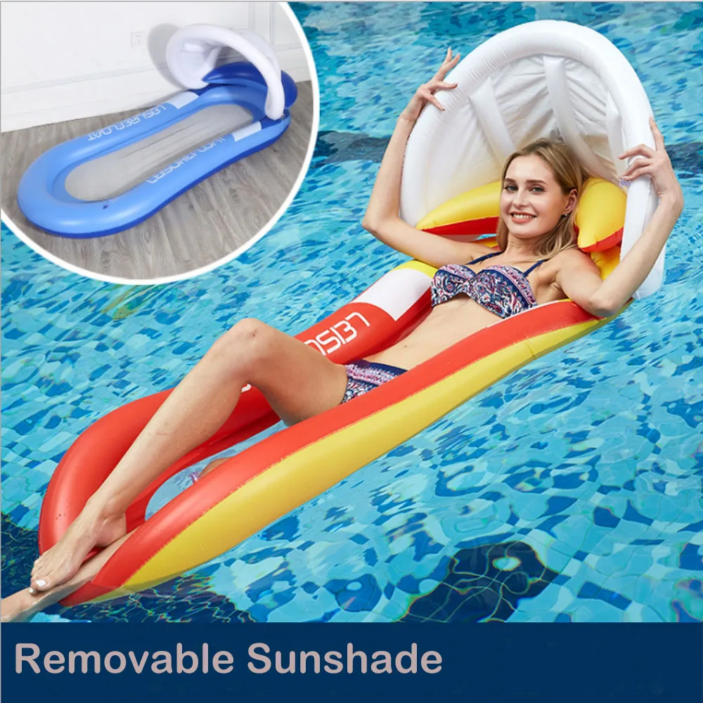 

Inflatable beach Lounger Swimming Pool Air Mattress with Sunshade Inflatable Chair Awning floating Hammock Bed Pool Float Toys