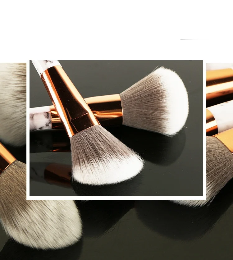 BBL 11 шт. роскошный элегантный набор кистей для макияжа с мраморной ручкой+ косметический чехол Кисть для смешивания тональной основы, косметический набор