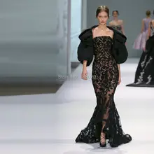 Mermaid Black Lace Sexy Durchsichtig Abendkleid 2015 Cannes Film Festival Roten Teppich Haute Couture Celebrity Formale Kleid