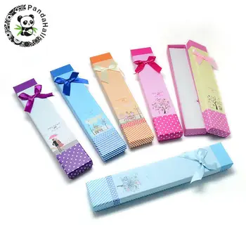 

12pcs Mixed Color Cardboard Boxes Necklace Box Cuboid with Sponge Insdie for Jewelry Display Jewelry Box Gift Box 21x4x2cm