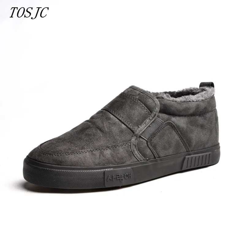 

Man Casual Outdoor Winter Shoes Casual Flat footwear With Plush Cotton Winter Shoes Slip On