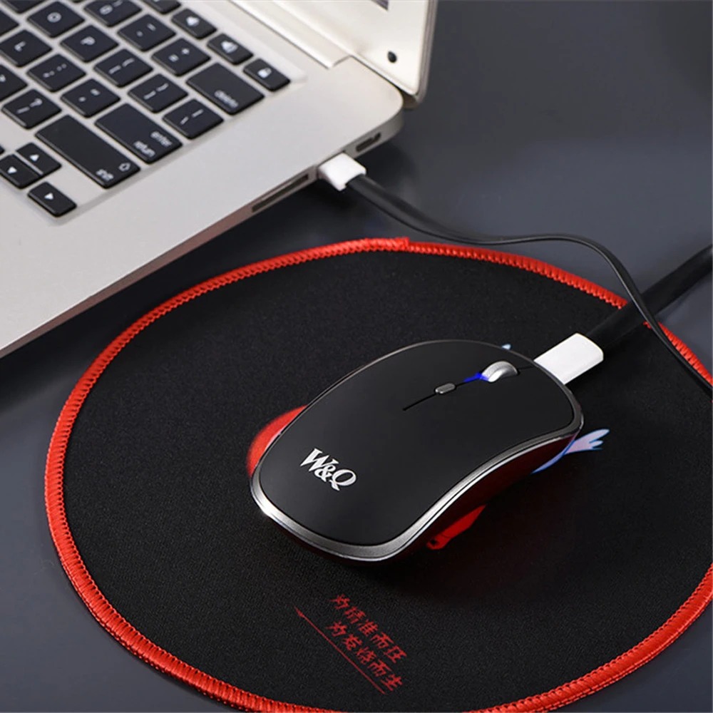 Aluminum Alloy 2.4Ghz Wireless Mouse 1600DPI Gaming Mouse Minimalist Rechargeable Optical Mice for ASUS DELL Lenovo Laptop