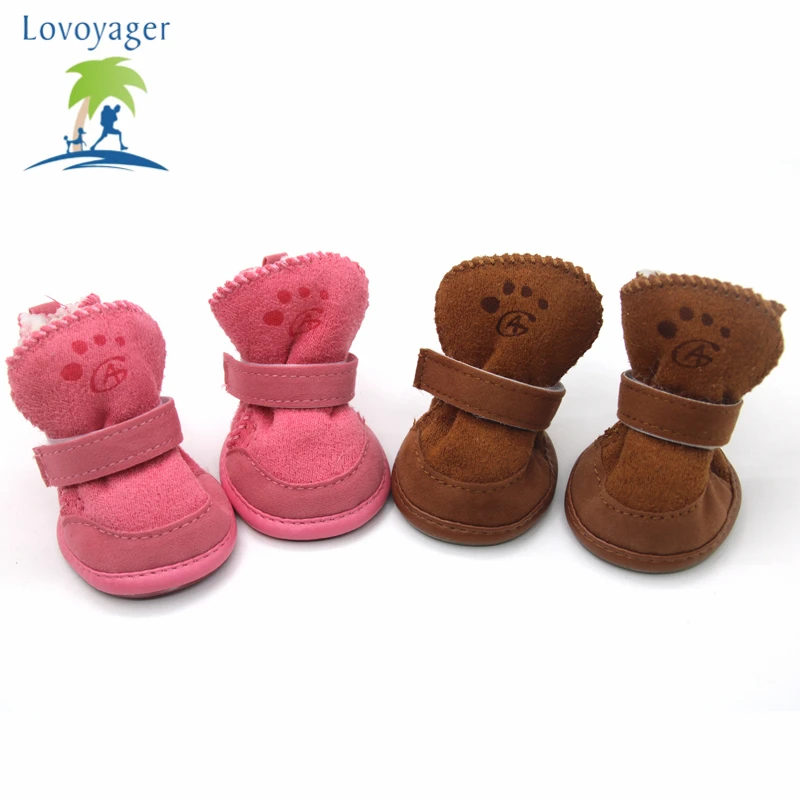 4pcs Warm Snow Winter Pet Dog Shoes Anti slip Rain Snow Boots Footwear