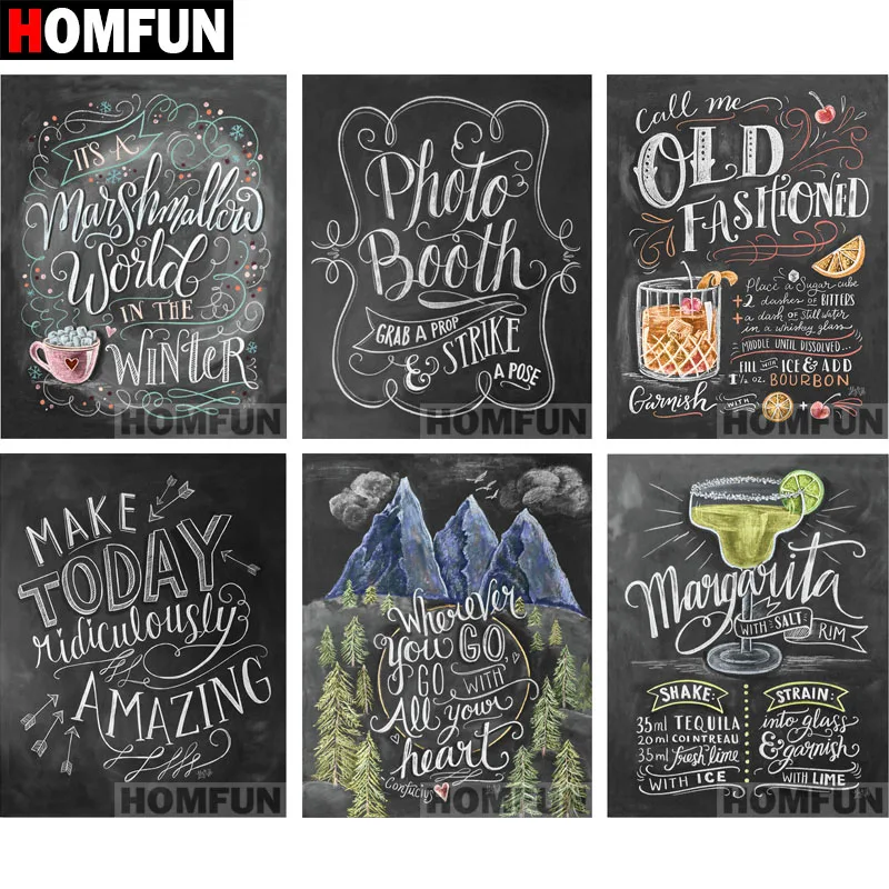 

HOMFUN Full Square/Round 5D DIY Diamond Embroidery "Blackboard text" Diamond Painting Cross Stitch 5D Decor gift A06833