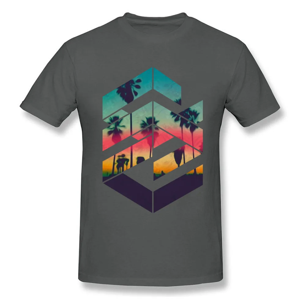 Design T-shirts Brand Round Collar Geometric Sunset beach Cotton Male Tops & Tees Casual Short Sleeve Tee-Shirt Geometric Sunset beach carbon