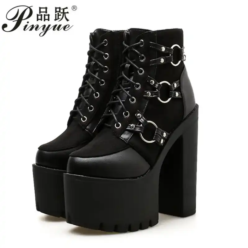 gothic chunky heel boots